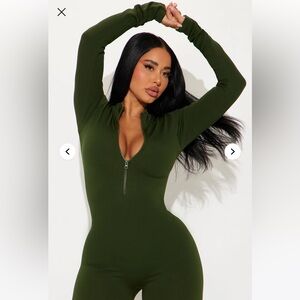 Fashion Nova Seamless Green Jumpsuit NWOT